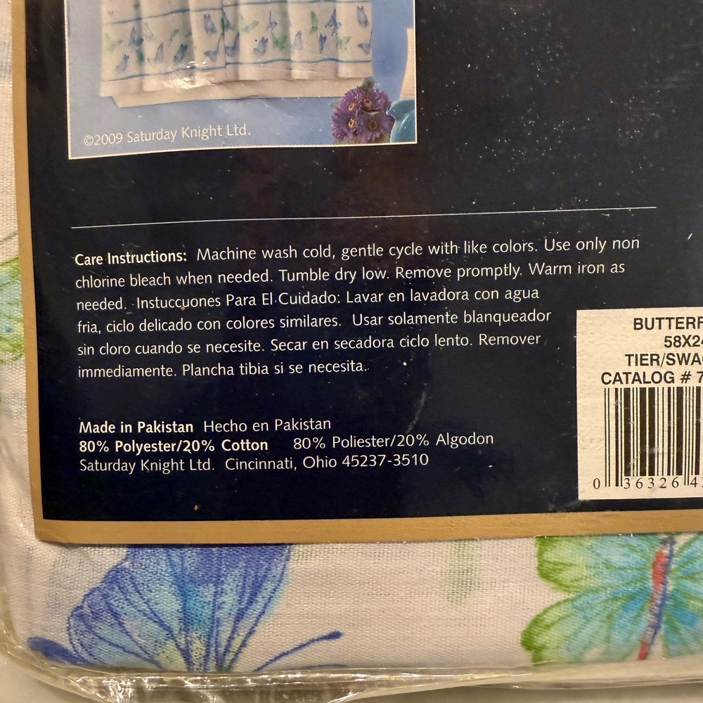 Saturday Knight Mariposa Butterfly Tier Swag Curtain Set 58x24 NEW Cottagecorei - Picture 5 of 8